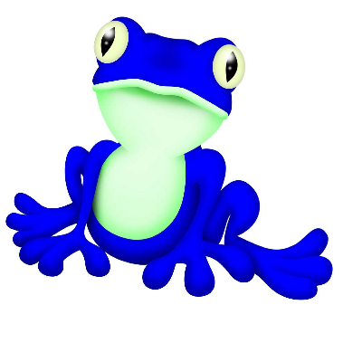 Frogologue logo — a blue frog.
